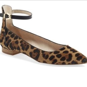 Louise et Cie Barry leopard calf hair leather ankle flats